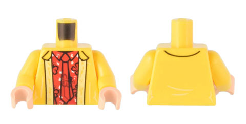 Torso Jacket over Red Flower Shirt with Collar and Tie Pattern / Yellow Arms / Light Nougat Hands