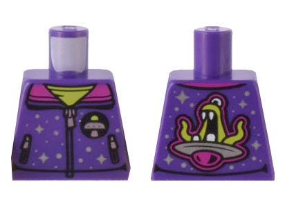 Torso Vest with 2 Zipper Pockets, Stars, Space Ride Emblem, Spaceship, Alien, Magenta Collar Pattern