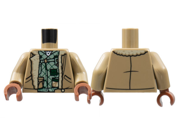Torso Bomber Jacket, Sand Green Shirt with Green Diagonal Lines, Pouches Pattern / Dark Tan Arms / Reddish Brown Hands