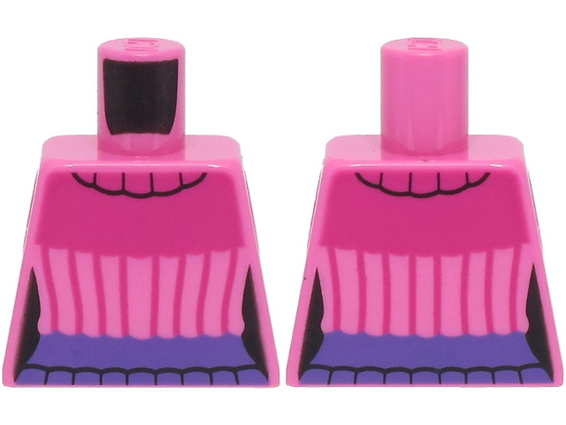 Torso Female Sweater with Magenta Collar and Stripes, Dark Purple Waistband Pattern