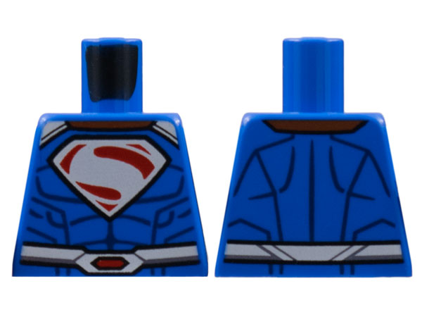 Torso White Shoulders and Belt, 'S' in Red Pentagon, Dark Blue Muscle Lines Pattern