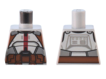 Torso SW Armor with Reddish Brown Straps and Belt, Dark Bluish Gray Panels, Dark Red Stripe Pattern