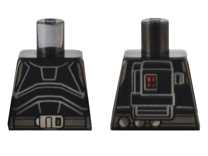 Torso SW Armor with Light Bluish Gray Outlines, Dark Bluish Gray Belt, Silver Buckle, and Backpack with Red Lights Pattern