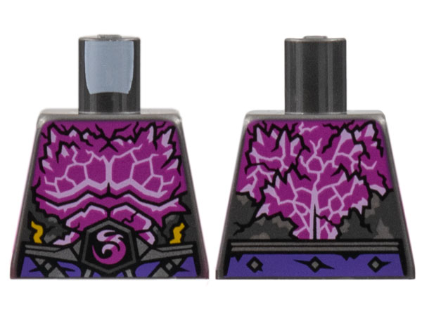 Torso Armor, Broken with Magenta Chest with Spikes, White Trim, Dragon Logo Pattern