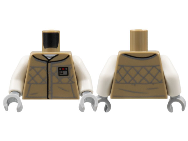 Torso Vest, Dark Bluish Gray Check Lines and Kangaroo Pocket, Silver Name Rank Badge Pattern / White Arms / Light Bluish Gray Hands