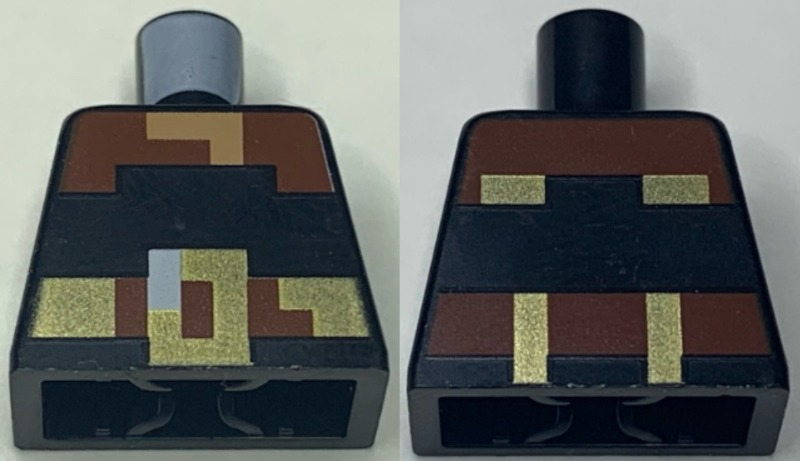 Torso Pixelated Nougat Neck, Reddish Brown, Gold and White Belt with Buckle Pattern