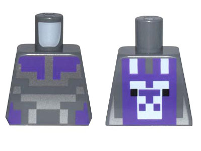 Torso Pixelated Silver, White, and Dark Purple Armor and Llama Pattern