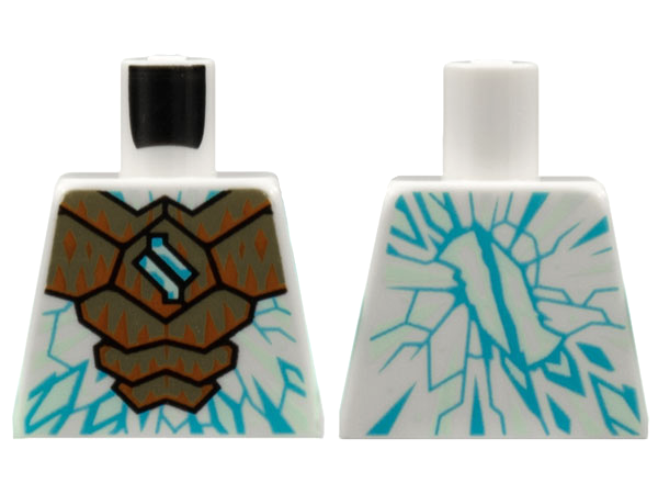 Torso Gold Armor with Dark Orange Crystals, Medium Azure Ninjago Logogram Letter Z and Ice Crystals Pattern