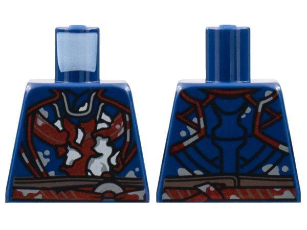 Torso Tunic with Dark Red Worn Trim, Light Bluish Gray Skin Pattern