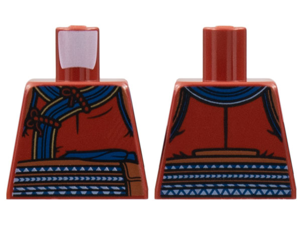 Torso Robe with Dark Blue and Gold Trim, Reddish Brown Sash with White Triangles Pattern