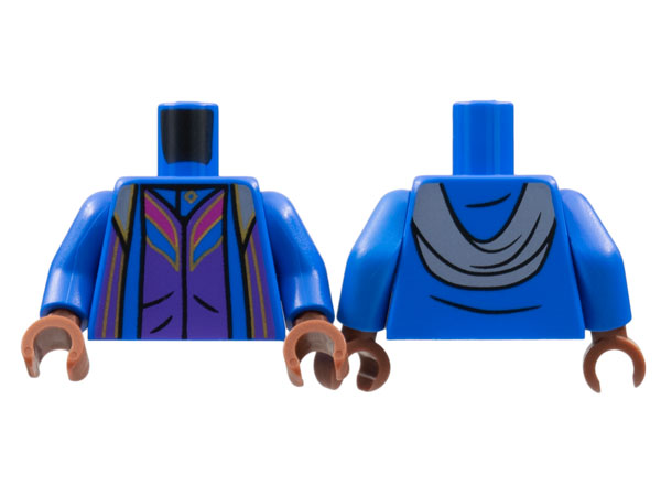 Torso Robe over Dark Purple Shirt, Magenta and Gold Trim Pattern / Blue Arms / Reddish Brown Hands