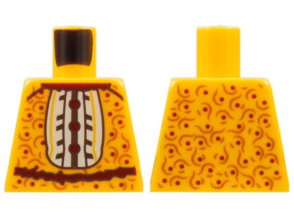 Torso Blouse, Dark Red Dots and Medium Nougat Swirls, White Ruffle, Dark Red Trim Pattern