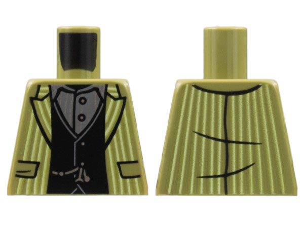 Torso Jacket with White Pinstripes, Black Vest, Dark Bluish Gray Shirt, Silver Waistcoat Chain Pattern