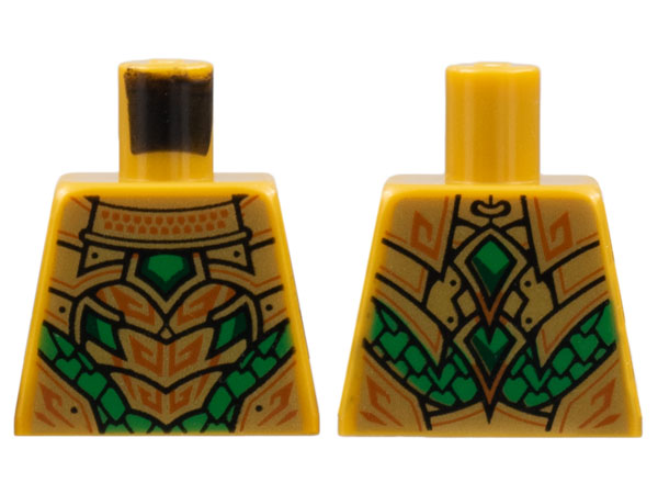 Torso Plate Armor, Green Scales, Dark Orange Trim Pattern