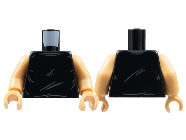 Torso Shirt with Dark Bluish Gray Neck and Wrinkles Pattern / Medium Tan Arms / Medium Tan Hands