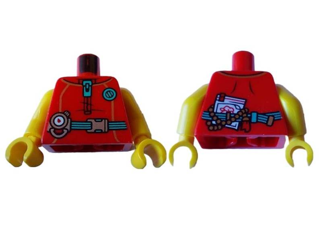 Torso Diving Suit with Dark Turquoise Zipper and Belt, Silver Buckle and Gauge Pattern / Yellow Arms / Yellow Hands