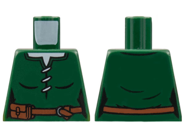 Torso Female Laced Shirt, White Neck, Reddish Brown Belt with Pouch Pattern