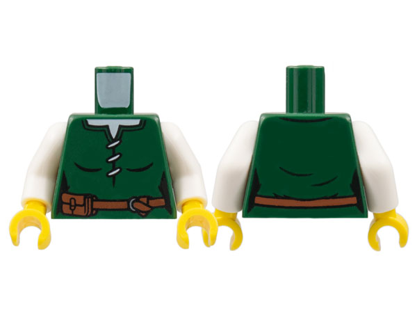 Torso Female Laced Shirt, White Neck, Reddish Brown Belt with Pouch Pattern / White Arms / Yellow Hands