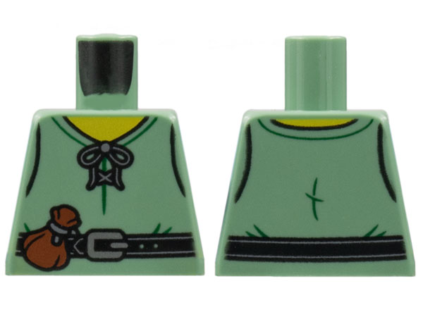 Torso Laced Shirt, Yellow Neck, Black Belt, Silver Buckle, Reddish Brown Pouch Pattern