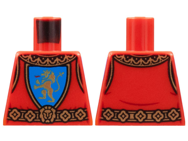 Torso Castle Surcoat, Gold Collar and Belt, Lion with Raised Foot on Blue Shield Emblem Pattern