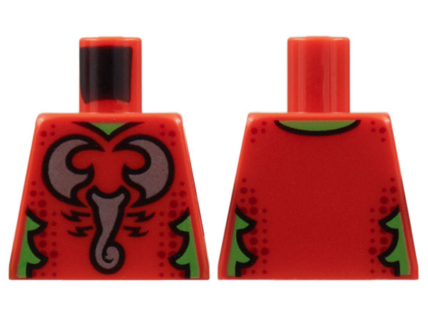 Torso Silver Scorpion, Dark Red Spots, Bright Green Neck and Trim Pattern