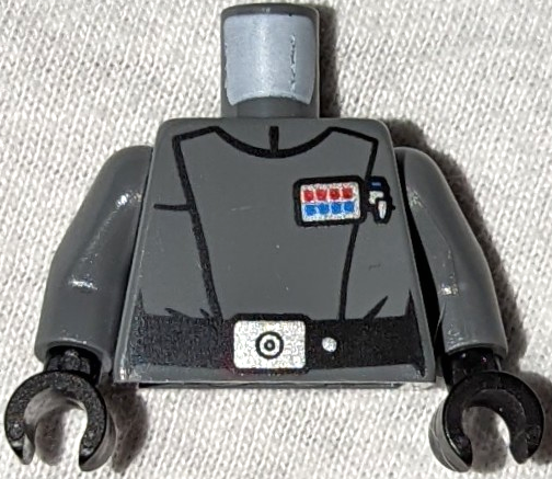 Torso SW Imperial Crew Uniform with Black Belt with Silver Buckle, Badge with 4 Red and 4 Blue Squares Pattern / Dark Bluish Gray Arms / Black Hands