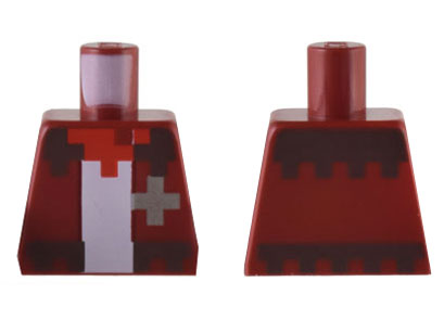 Torso Pixelated Jacket with Dark Brown Trim, Red Bandana, and Silver Star over White Shirt Pattern