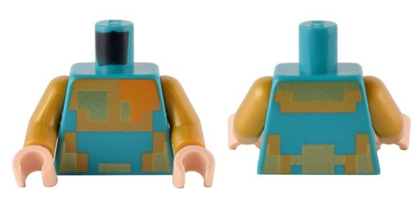 Torso Pixelated Gold, Medium Nougat, and Orange Armor Pattern / Pearl Gold Arms / Light Nougat Hands