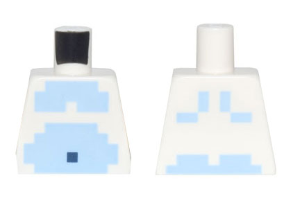Torso Pixelated Bright Light Blue Bare Chest and Stomach, Dark Blue Navel Pattern