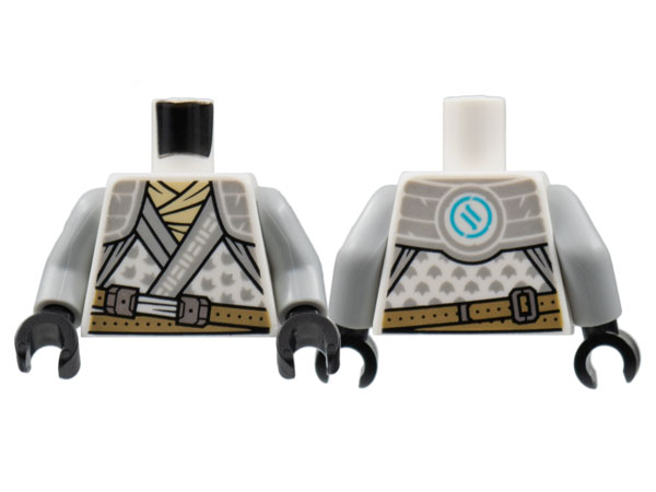 Torso Tunic, Light Bluish Gray Hems and Leaves, Shoulder Pads, Tan Scarf, Dark Tan Belt Pattern / Light Bluish Gray Arms / Black Hands