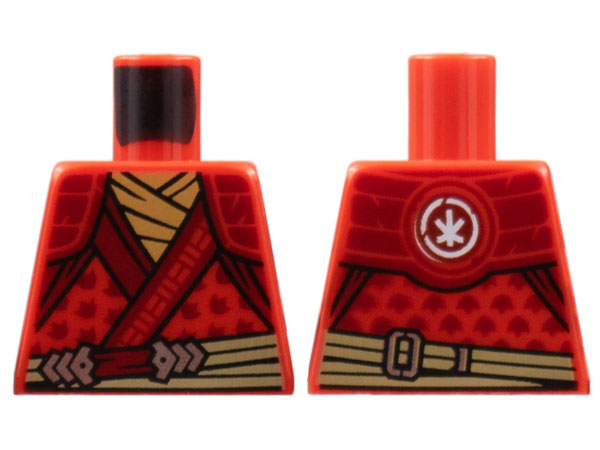 Torso Tunic, Dark Red Hems and Leaves, Shoulder Pads, Medium Nougat Scarf, Tan Belt Pattern