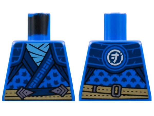 Torso Tunic, Dark Blue Hems and Leaves, Shoulder Pads, Bright Light Blue Scarf, Dark Tan Belt Pattern