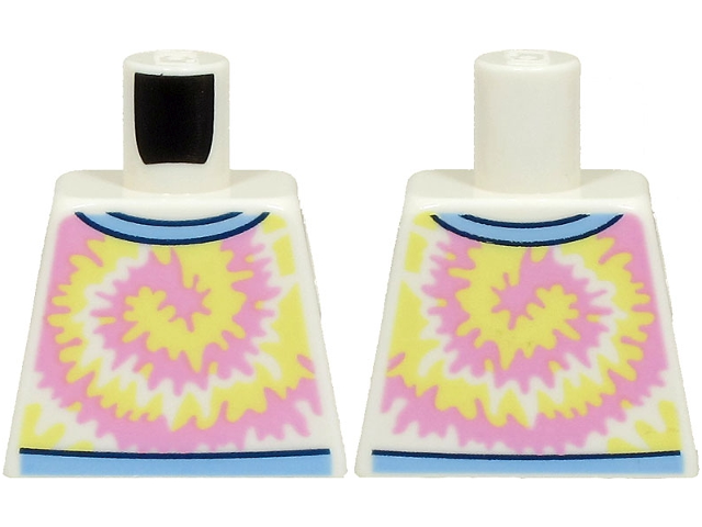 Torso Shirt Bright Pink and Bright Light Yellow Swirl, Bright Light Blue Collar Pattern