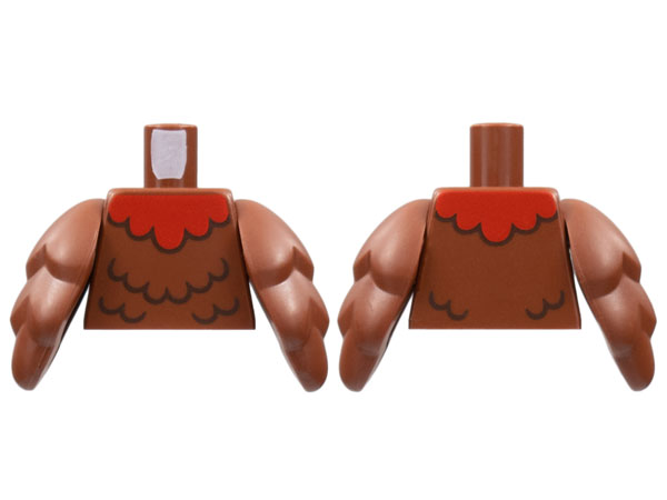 Torso Red Collar, Black Feather Lines Pattern / Reddish Brown Bird Wings