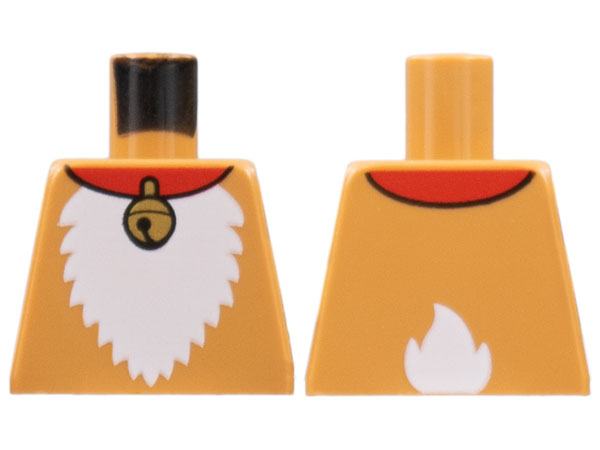 Torso Red Collar with Gold Sleighbell, White Fur Chest and Tail Pattern