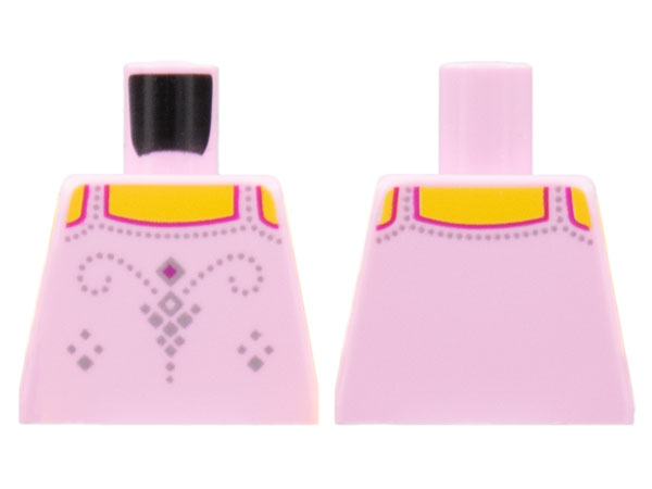 Torso Tank Top, Silver Dotted Filigree, Yellow Neck Pattern