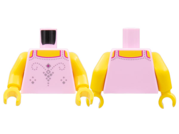 Torso Tank Top, Silver Dotted Filigree, Yellow Neck Pattern / Yellow Arms / Yellow Hands