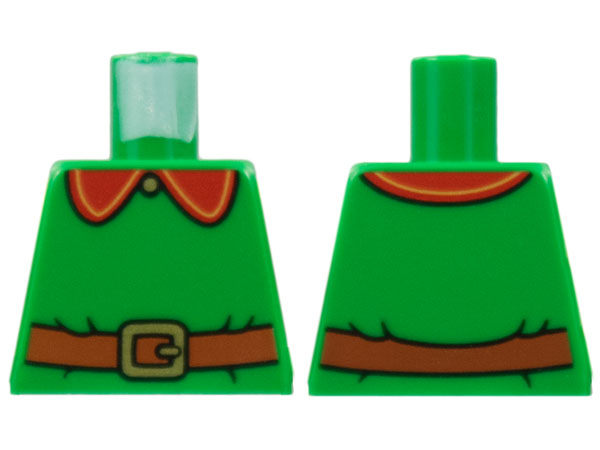 Torso Red Collar with Gold Trim, Button, Buckle, Reddish Brown Belt Pattern