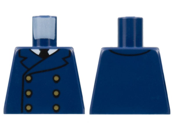 Torso Double Breasted Jacket, White Collar, Black Tie, 6 Gold Buttons Pattern