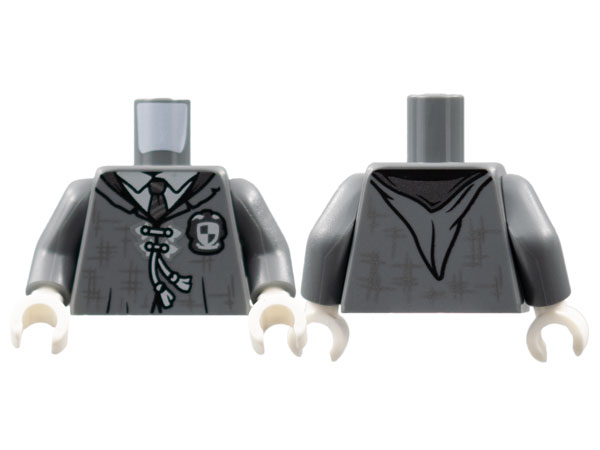 Torso Robe, Light Bluish Gray Shirt and Laces, Silver Striped Tie and Hashmarks Pattern / Dark Bluish Gray Arms / White Hands