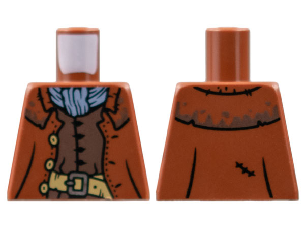 Torso Coat with Dark Tan Buttons and Belt with Silver Buckle, Sand Blue Scarf, Dark Brown Vest Pattern