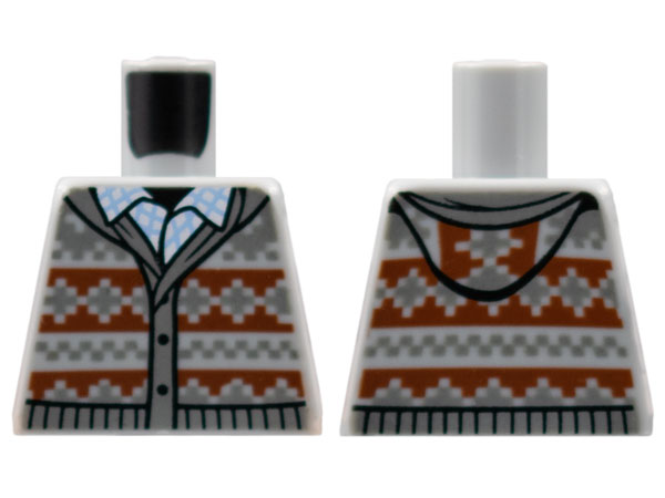 Torso Knit Fair Isle Cardigan Sweater with Hood, Closed Collar Pattern