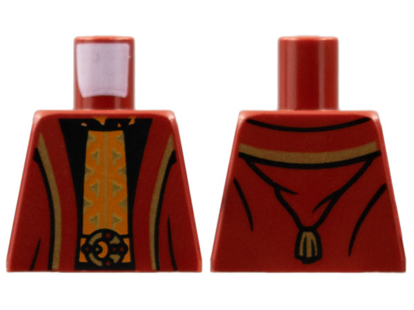 Torso Robe with Gold Hems, Black Shirt with Gold and Dark Orange Center Panel Pattern