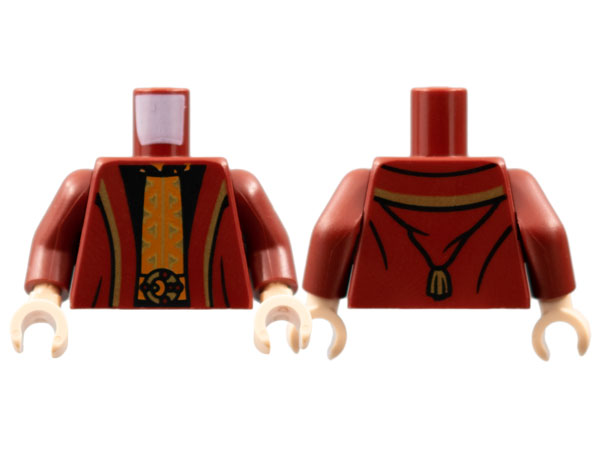 Torso Robe with Gold Hems, Black Shirt with Gold and Dark Orange Center Panel Pattern / Dark Red Arms / Light Nougat Hands