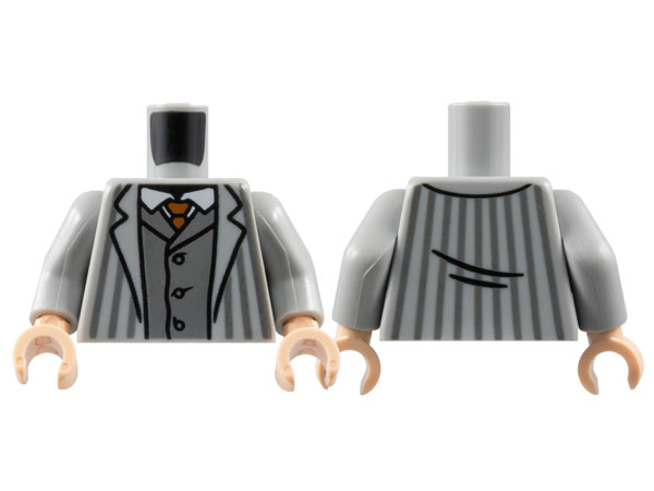 Torso Jacket with Dark Bluish Gray Pinstripes and Vest, White Shirt, Dark Orange Tie Pattern / Light Bluish Gray Arms / Light Nougat Hands