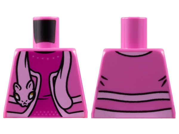 Torso Jacket with Bright Pink Hems and Cat Stole, Magenta Shirt Pattern