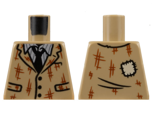 Torso Jacket with Reddish Brown Scuffs and Hashmarks, Striped Shirt, Black Tie, Patch on Back Pattern