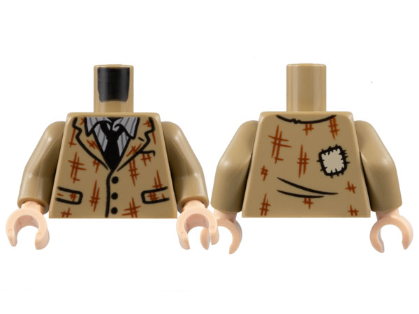 Torso Jacket with Reddish Brown Scuffs and Hashmarks, Striped Shirt, Black Tie, Patch on Back Pattern / Dark Tan Arms / Light Nougat Hands