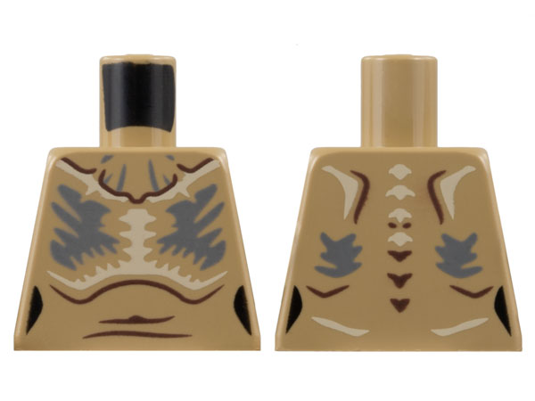 Torso Alien Dark Brown Contour Lines, Tan and Dark Bluish Gray Markings and Chest Hair Pattern
