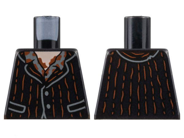 Torso Jacket with Reddish Brown Pinstripes, Light Nougat Neck, Dark Bluish Gray Shirt, Splotches Pattern